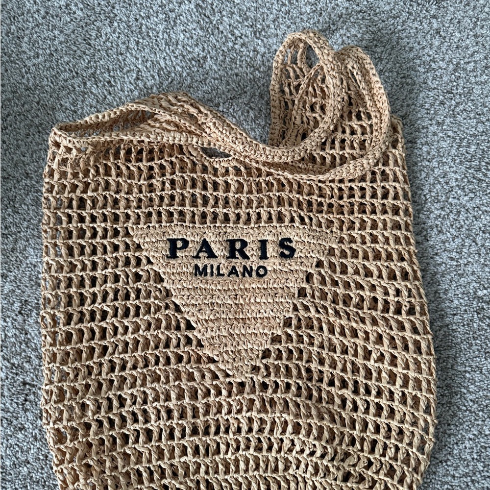 Tan Woven Tote Bag